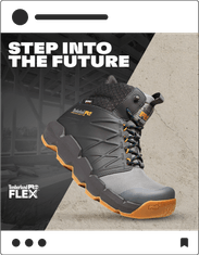 Social media post with Timberland Pro boot flexing