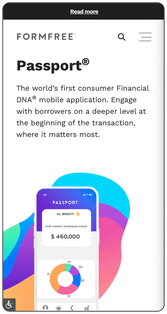 FormFree mobile sized web site Passport page