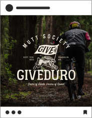 Mutt Society social media post advertising an event they present: Giveduro