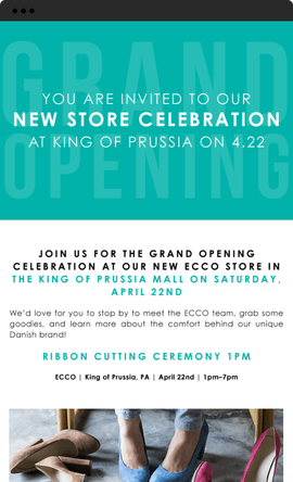Ecco invitation "You are invited to our new store celebration"