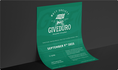 Mutt Society event Giveduro poster: September 9th 2023