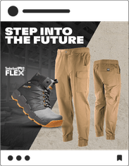 Social media posting with Timberland Pro boots and work pants