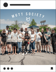 Mutt Society social media post featuring the team that made it happen