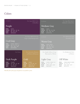 Davis Malm color use page from the style guide