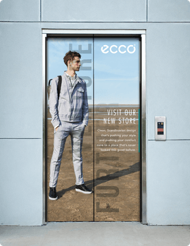 Ecco elevator ad with man
