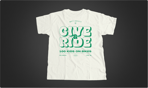 Give & Ride Mutt Society retro-style t-shirt