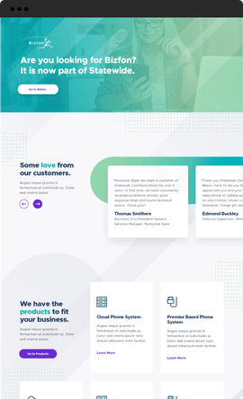 Statewide Communication tablet sized testimonials website row