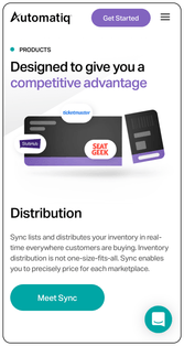 Automatiq mobile sized website stating "Designed to give you a competitive advantage"
