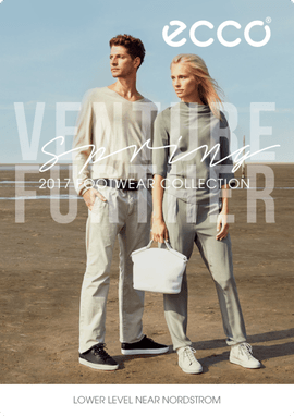 Ecco branded mall sign reading "Venture Further"