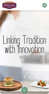 DiLuigi mobile sized website stating "Linking Tradition with Innovation"