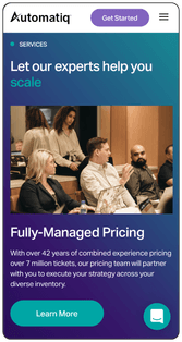 Automatiq mobile sized website stating "Fully-Managed Pricing"
