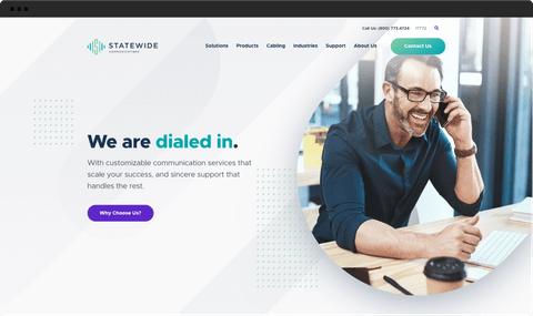Statewide Communication desktop home page "We are dialed in"