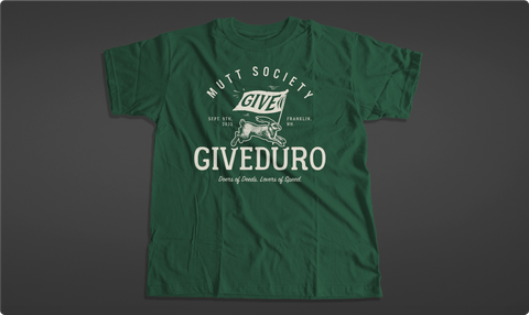 Mutt Society Giveduro t-shirt, for an enduro fundraising event