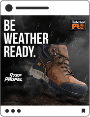 Timberland Pro social media post "Hypercore Work Jacket" Step Propel