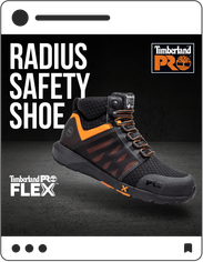 Timberland Pro social media post "Radius Safety Shoe" Timberland Pro Flex